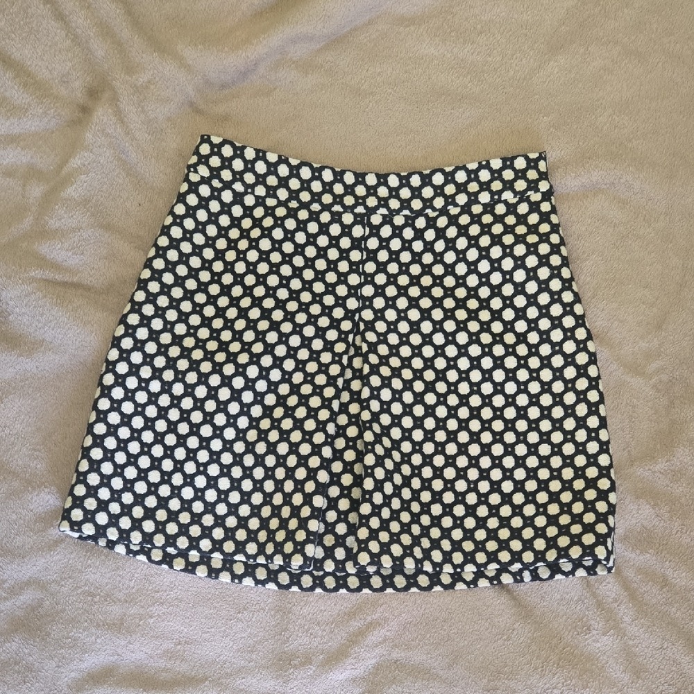 Boden Black White Geometric Wool Blend A-Line Mini Skirt Size 12R WG309